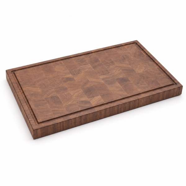Schneideblock Nussbaum Stirnholz 50 mm mit Saftrille - 60 x 40 cm